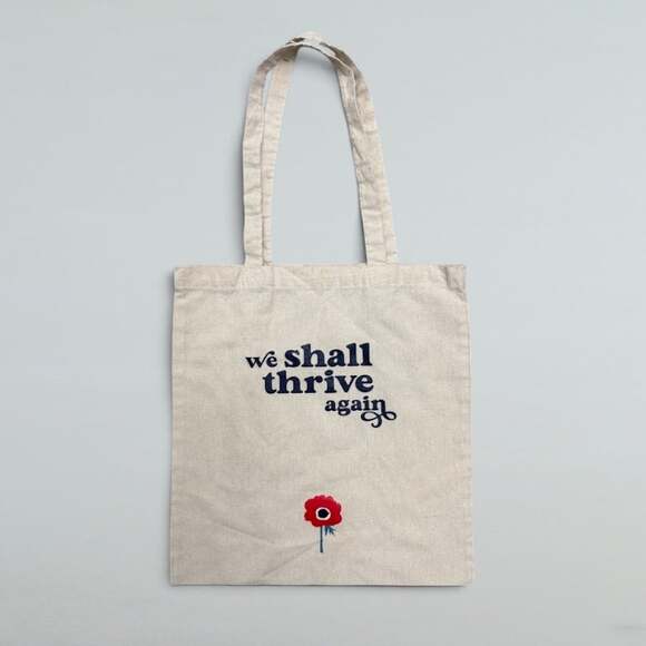 Handbags - We Shall Thrive Again Floral Graphic Canvas Tote Bag 14x16